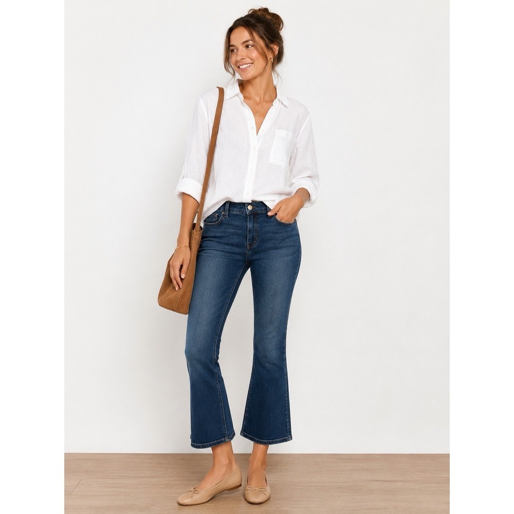 Jen7 by 7 for all Mankind Cropped Kick flare jeans 31 Waist 12 Sculpting Panel